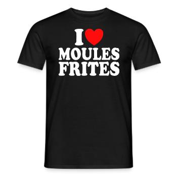 Plat Humor Ich liebe Muscheln Pommes - Männer T-Shirt - Schwarz - Vorne - AI Model Male 178 light (178cm)