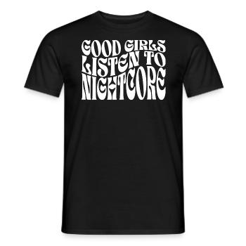 Girls Listen To Nightcore Music - Men's T-Shirt - black - Front - AI Model Male 178 light (178cm)