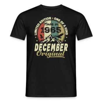 Vintage Cadeau Anniversaire Rétro - Décembre 1965 - T-shirt homme - noir - Devant - AI Model Male 178 light (178cm)