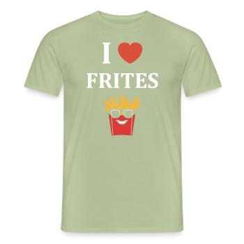 frites - T-shirt homme - vert sauge - Devant - AI Model Male 178 light (178cm)