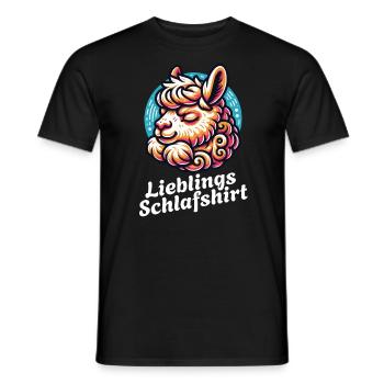 Lieblings Schlafshirt Lama Alpaka - Männer T-Shirt - Schwarz - Vorne - AI Model Male 178 light (178cm)