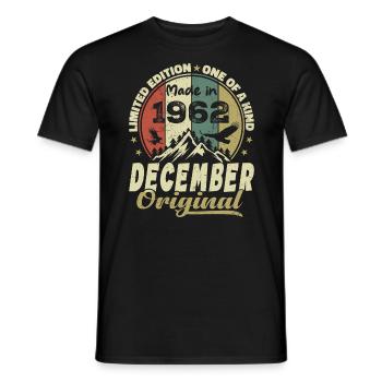 Vintage Cadeau Anniversaire Rétro - Décembre 1962 - T-shirt homme - noir - Devant - AI Model Male 178 light (178cm)