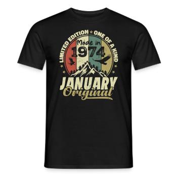 Geburtstag Januar 1974 - Original Januar 1974 - Männer T-Shirt - Schwarz - Vorne - AI Model Male 178 light (178cm)