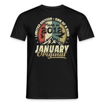 Birthday January 2012 - Original January 2012 - Men's T-Shirt - black - Front - AI Model Male 178 light (178cm)