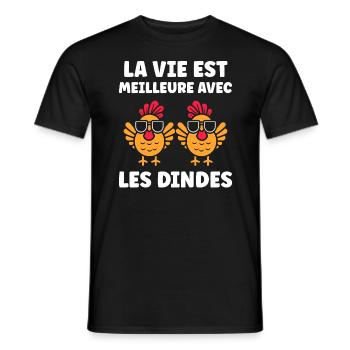 Dinde - T-shirt homme - noir - Devant - AI Model Male 178 light (178cm)