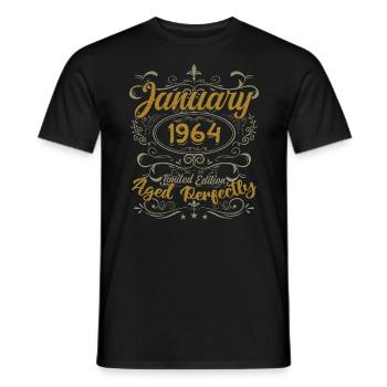 January Birthday Gift Born In January 1964 - Men's T-Shirt - black - Front - AI Model Male 178 light (178cm)