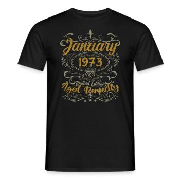 January Birthday Gift Born In January 1973 - Men's T-Shirt - black - Front - AI Model Male 178 light (178cm)