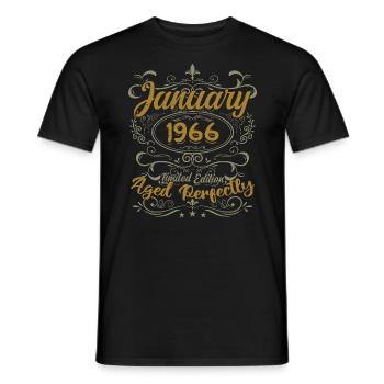 January Birthday Gift Born In January 1966 - Men's T-Shirt - black - Front - AI Model Male 178 light (178cm)