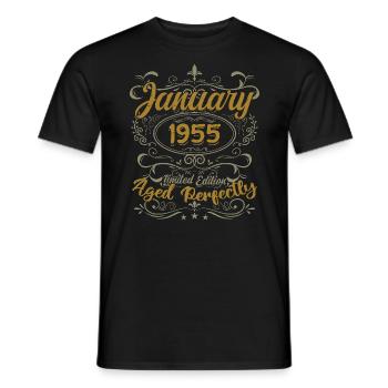 January Birthday Gift Born In January 1955 - Men's T-Shirt - black - Front - AI Model Male 178 light (178cm)