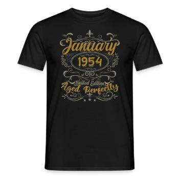 January Birthday Gift Born In January 1954 - Men's T-Shirt - black - Front - AI Model Male 178 light (178cm)