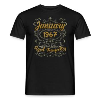 January Birthday Gift Born In January 1967 - Men's T-Shirt - black - Front - AI Model Male 178 light (178cm)