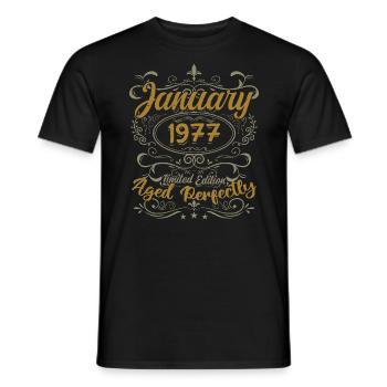 January Birthday Gift Born In January 1977 - Men's T-Shirt - black - Front - AI Model Male 178 light (178cm)