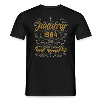 January Birthday Gift Born In January 1984 - Men's T-Shirt - black - Front - AI Model Male 178 light (178cm)