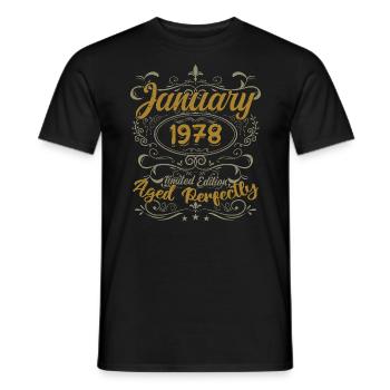 January Birthday Gift Born In January 1978 - Men's T-Shirt - black - Front - AI Model Male 178 light (178cm)