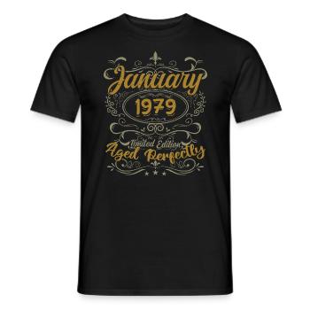 January Birthday Gift Born In January 1979 - Men's T-Shirt - black - Front - AI Model Male 178 light (178cm)