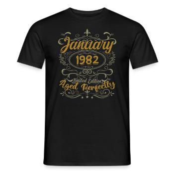 Januar Geburtstagsgeschenk Geboren im Januar 1982 - Männer T-Shirt - Schwarz - Vorne - AI Model Male 178 light (178cm)