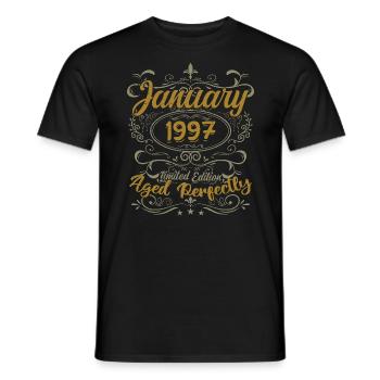 January Birthday Gift Born In January 1997 - Men's T-Shirt - black - Front - AI Model Male 178 light (178cm)