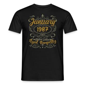 Janvier Cadeau D'anniversaire Nées En Janvier 1987 - T-shirt homme - noir - Devant - AI Model Male 178 light (178cm)