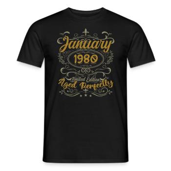 Janvier Cadeau D'anniversaire Nées En Janvier 1980 - T-shirt homme - noir - Devant - AI Model Male 178 light (178cm)