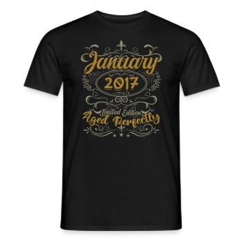 January Birthday Gift Born In January 2017 - Men's T-Shirt - black - Front - AI Model Male 178 light (178cm)
