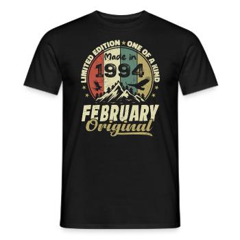 Février 1994 - Jubilé 1994 Millésime Février 1994 - T-shirt homme - noir - Devant - AI Model Male 178 light (178cm)