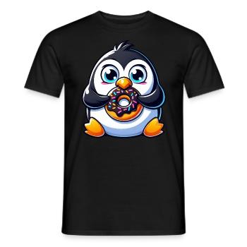Pingouin Dessin animé Dick Candy Cute Donut - T-shirt homme - noir - Devant - AI Model Male 178 light (178cm)