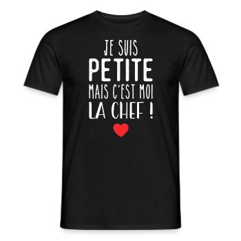 Je suis petite mais c'est moi la chef - T-shirt homme - noir - Devant - AI Model Male 178 light (178cm)