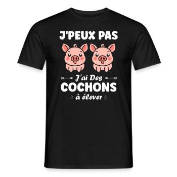 cochon - T-shirt homme - noir - Devant - AI Model Male 178 light (178cm)