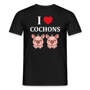 cochon - T-shirt homme - noir - Devant - AI Model Male 178 light (178cm)