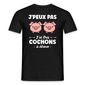 cochon - T-shirt homme - noir - Devant - AI Model Male 178 light (178cm)