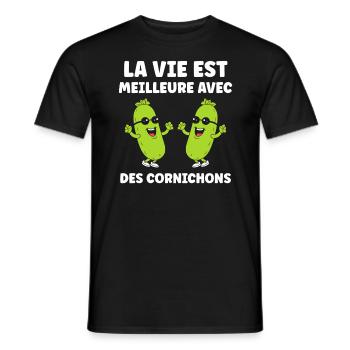 Humour Cornichon - T-shirt homme - noir - Devant - AI Model Male 178 light (178cm)