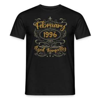 Idée cadeau février 1996 anniversaire février 1996 - T-shirt homme - noir - Devant - AI Model Male 178 light (178cm)