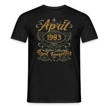 Avril 1983 Cadeau Anniversaire April 1983 - T-shirt homme - noir - Devant - AI Model Male 178 light (178cm)