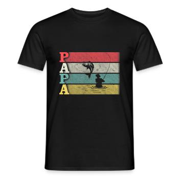 Vintage Retro Fischen Papa Shirt Lustige Papa Väter - Männer T-Shirt - Schwarz - Vorne - AI Model Male 178 light (178cm)