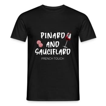 Pinard and sauciflard - T-shirt homme - noir - Devant - AI Model Male 178 light (178cm)