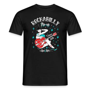 Rockabilly Vintage Rocker Rock N Roll Pinup - T-shirt homme - noir - Devant - AI Model Male 178 light (178cm)