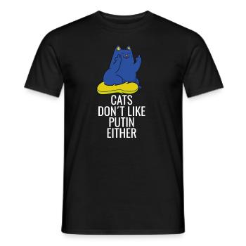 Les chats ukrainiens n’aiment pas Poutine non plus - T-shirt homme - noir - Devant - AI Model Male 178 light (178cm)