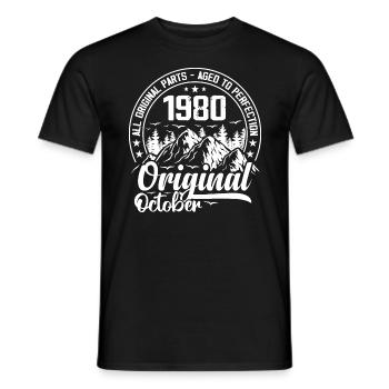 October 1980 Original:44 Years Anniversary Gift - Men's T-Shirt - black - Front - AI Model Male 178 light (178cm)