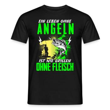 Leben Ohne Angeln Grillen Ohne Fleisch Angler - Männer T-Shirt - Schwarz - Vorne - AI Model Male 178 light (178cm)