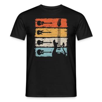 Guitar Retro Electric Guitar Guitarist - Men's T-Shirt - black - Front - AI Model Male 178 light (178cm)