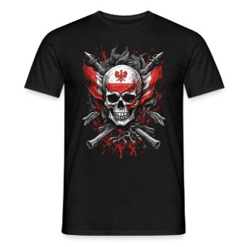 Patriote polonais : drapeau et crâne - T-shirt homme - noir - Devant - AI Model Male 178 light (178cm)