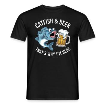 Catfish & Beer That's Why I'm Here - Männer T-Shirt - Schwarz - Vorne - AI Model Male 178 light (178cm)