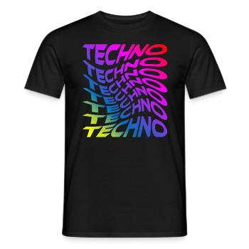 Trippy Techno Regenbogen - Männer T-Shirt - Schwarz - Vorne - AI Model Male 178 light (178cm)
