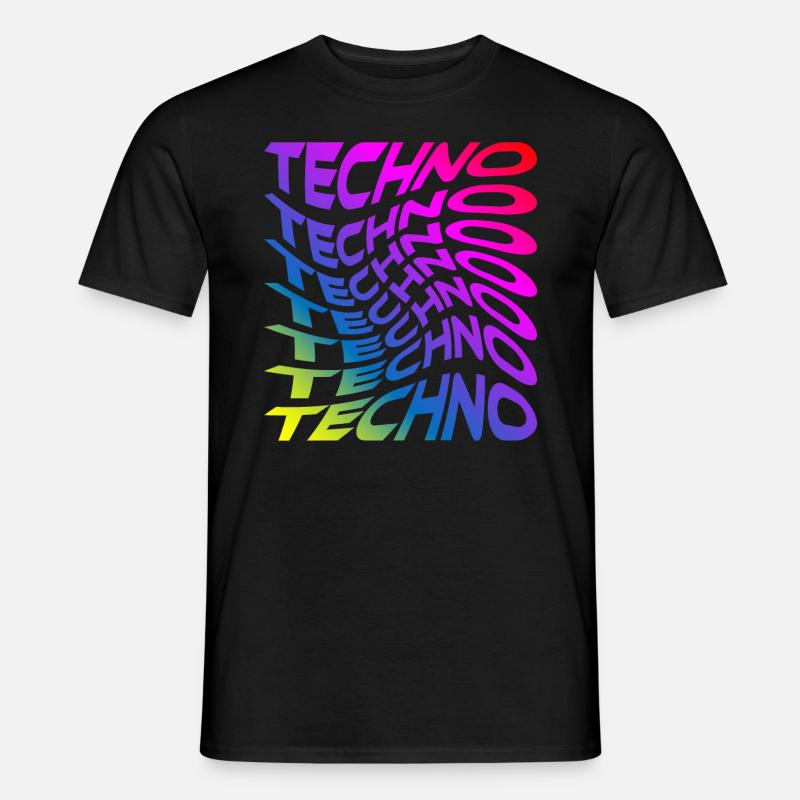 Trippy Techno Regenbogen - Männer T-Shirt - Schwarz
