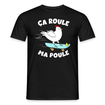 Poule Et Planche A Roulettes Humour Jardin Poules - T-shirt homme - noir - Devant - AI Model Male 178 light (178cm)