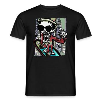 Coole Illustration von einem Zombie mit Skateboard - Männer T-Shirt - Schwarz - Vorne - AI Model Male 178 light (178cm)