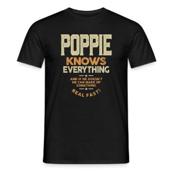Poppie Knows Everything - Dad Grandpa - Men's T-Shirt - black - Front - AI Model Male 178 light (178cm)