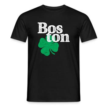 St Patricks Day Shamrock Massachusetts Boston - Men's T-Shirt - black - Front - AI Model Male 178 light (178cm)