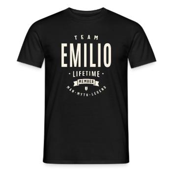 Membre à vie de l’équipe Emilio - T-shirt homme - noir - Devant - AI Model Male 178 light (178cm)