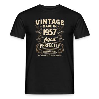 Vintage 66th Birthday Decorations Funny 1957 - Men's T-Shirt - black - Front - AI Model Male 178 light (178cm)